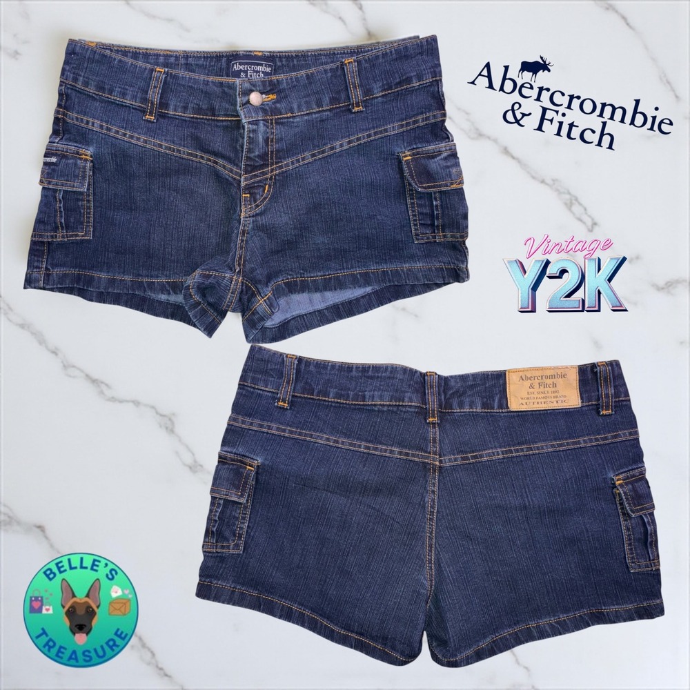 Abercrombie & Fitch Y2K Womens 14 Low Rise Mini Cargo Shorts Bare Back Vintage